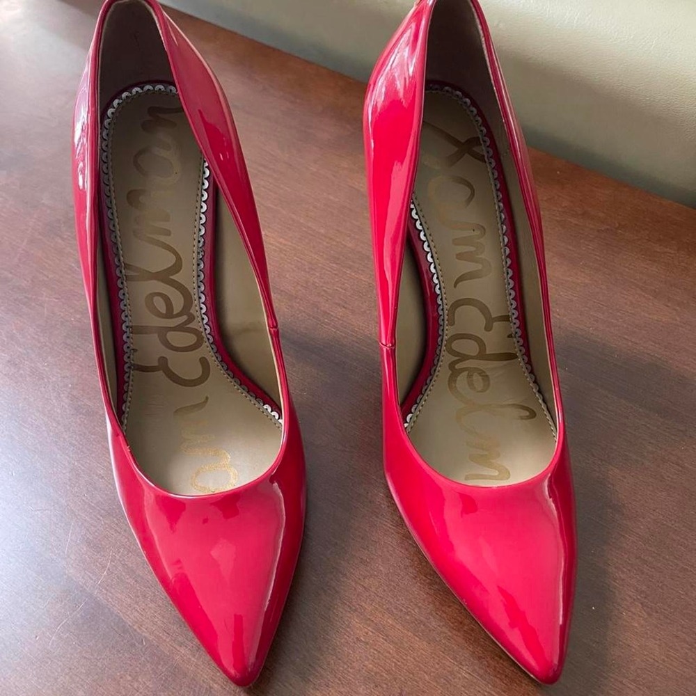 Sam Edelman Preowned hazel Red patent Stiletto Heels Classic Pointed Toe size 8M